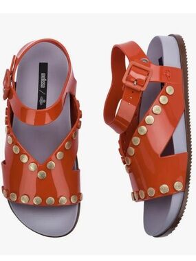 Vivienne Westwood Melissa Anglomania Orange Studded Ankle-Strap Sandals
